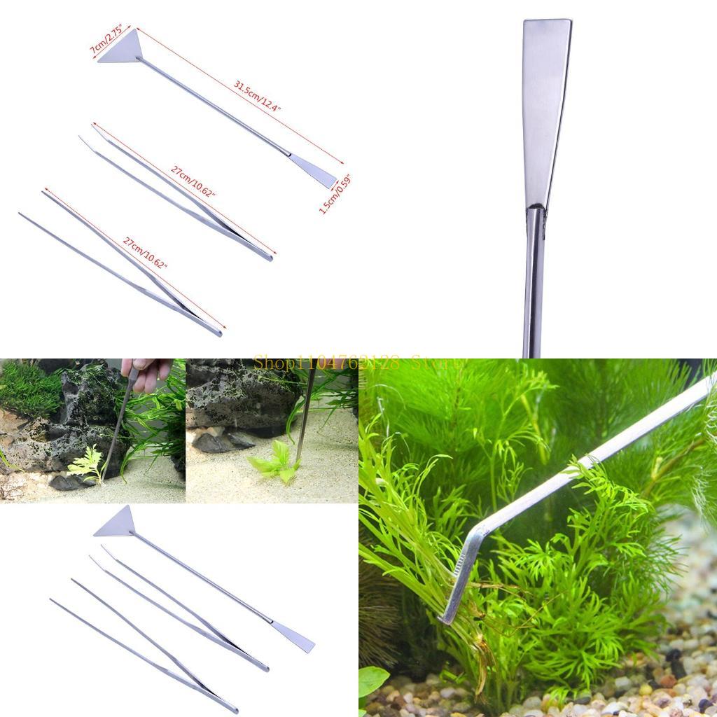 Aquarium Plants For Sale - 3-Pack Aquarium แหนบไม้พายเครื่องมือสแตนเลสสตีลชุดเครื่องมือทำความสะอาดที่ดีที่สุดขาย