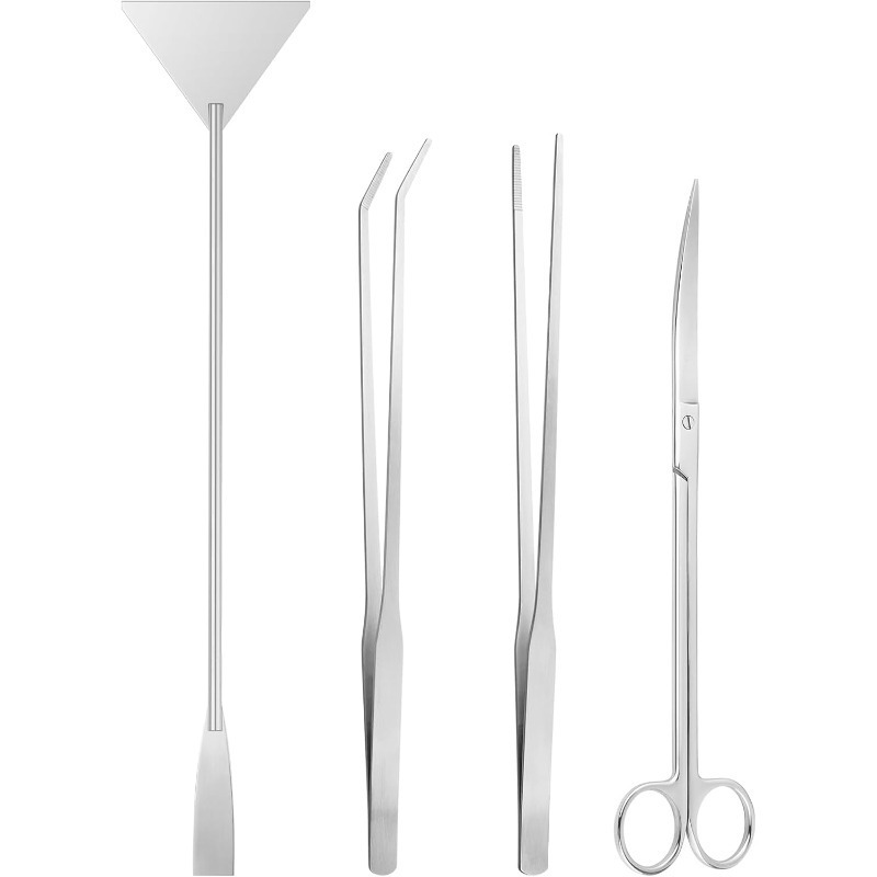 Planted Aquarium Tool Kit - ชุดอุปกรณ์ตู้ปลาและตู้เลี้ยงสัตว์รวมถึงแหนบยาวสำหรับเครื่องมือตู้เลี้ยงสัตว์, ที่ขูดตะไคร่น้ำสำหรับทำความสะอาดตู้ปลาและตัดแต่งพืช