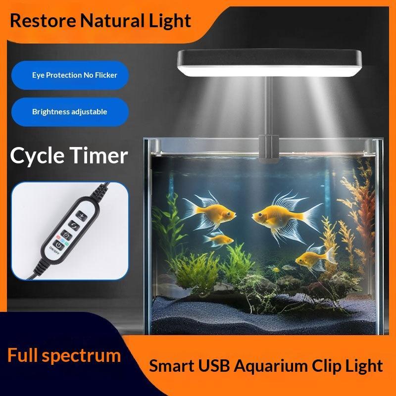 Aquarium Planted Plants - ไฟ LED สำหรับตู้ปลาแบบสเปกตรัมเต็ม ปรับได้ 360 องศา